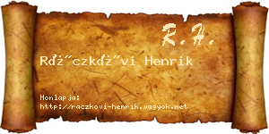 Ráczkövi Henrik névjegykártya